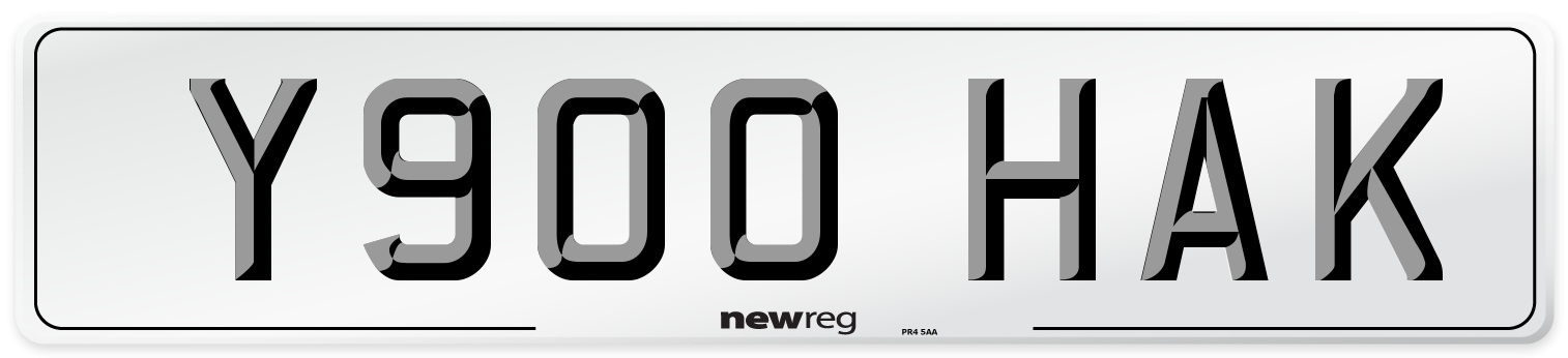 Y900 HAK Number Plate from New Reg